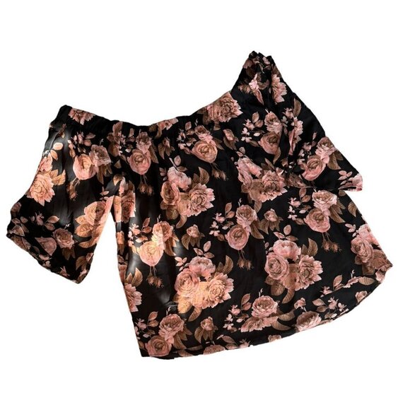 Belle Tweed Floral ROSES Off-the-Shoulder Blouse 1/2 Sleeve Womens Size 3X - Picture 5 of 9